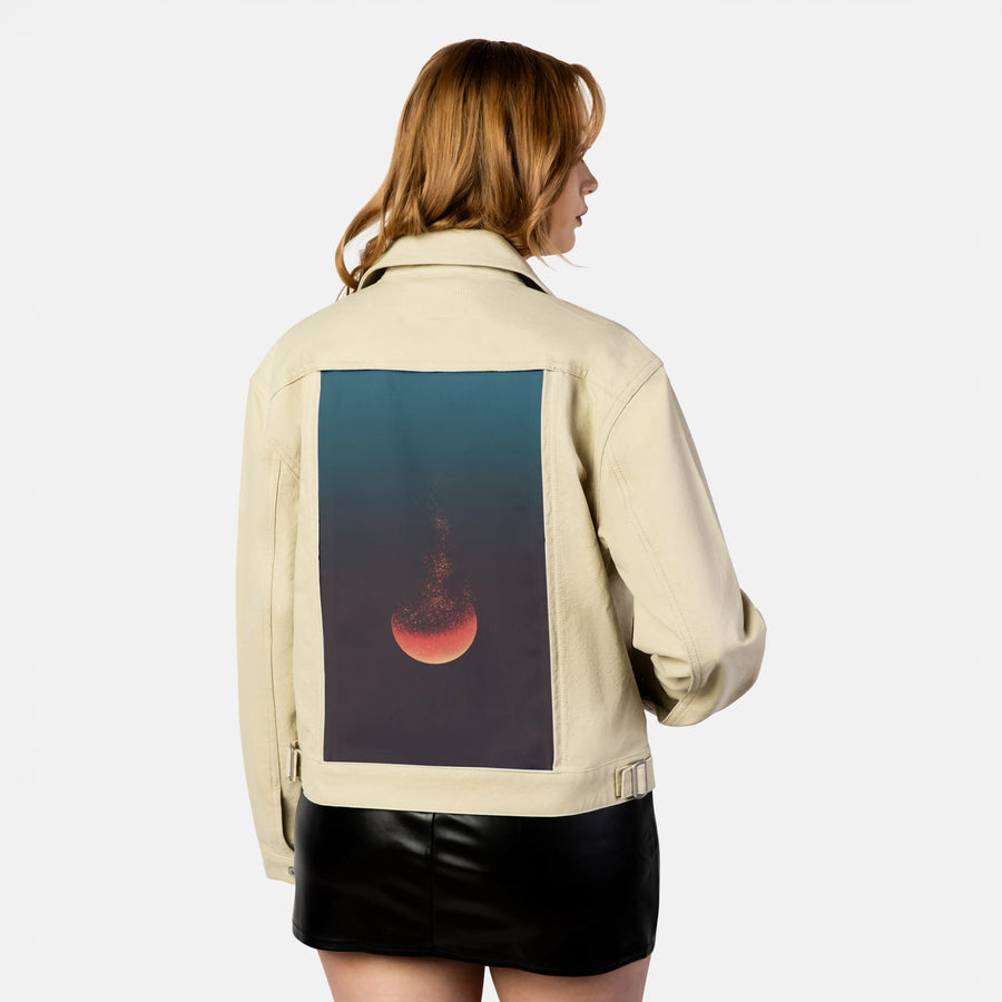 lunareclipse patch on female atelier canvas jacket in tan