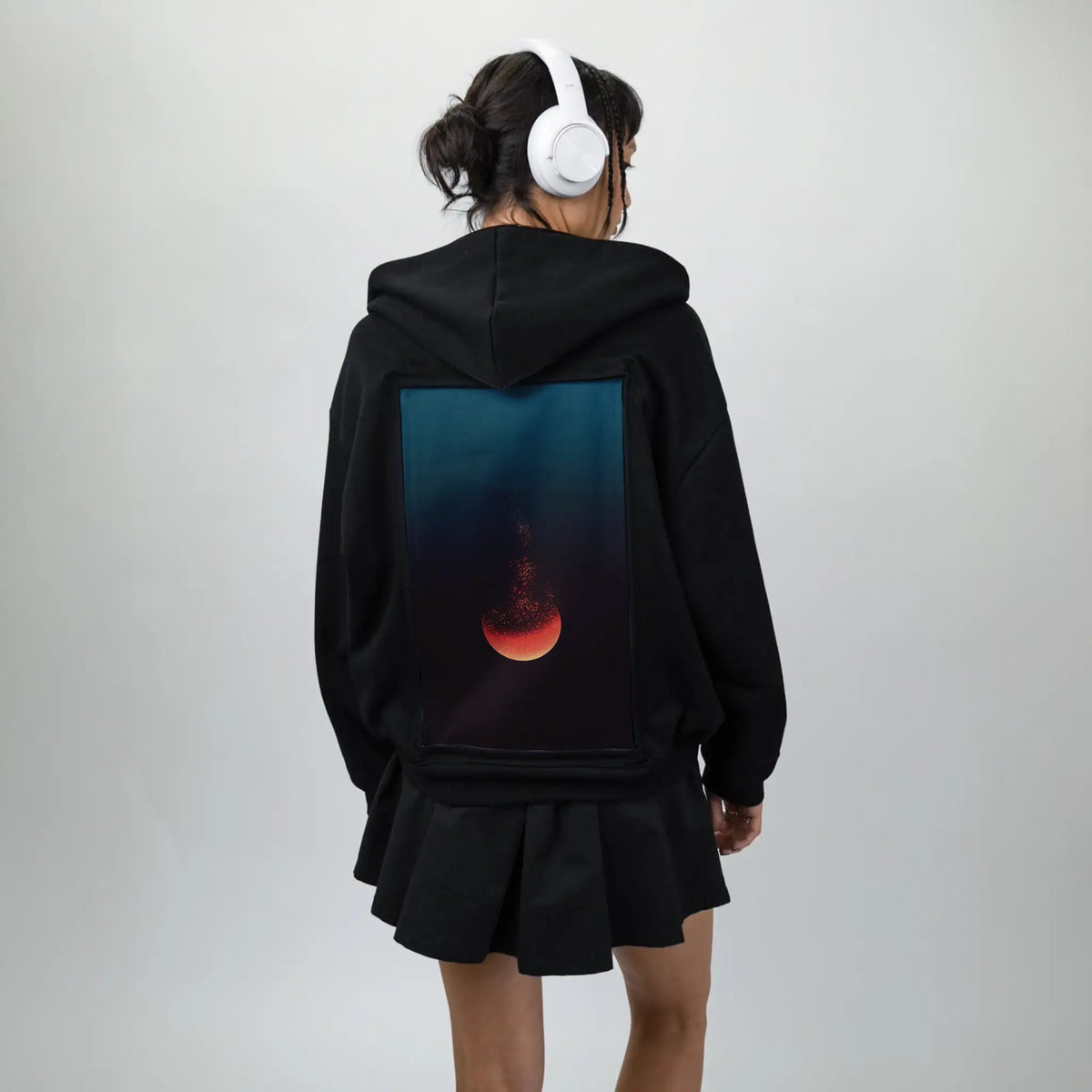 lunareclipse patch on female essential zip hoodie in after hours
