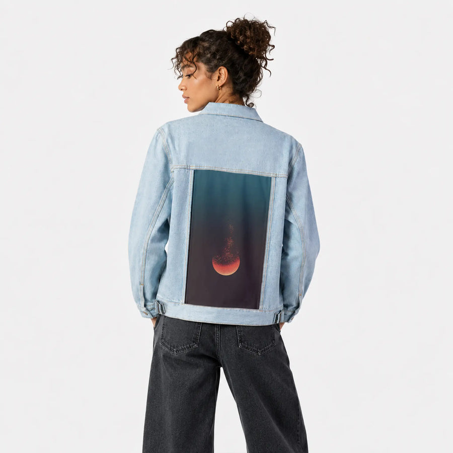 lunareclipse patch on female og denim jacket in oceanside