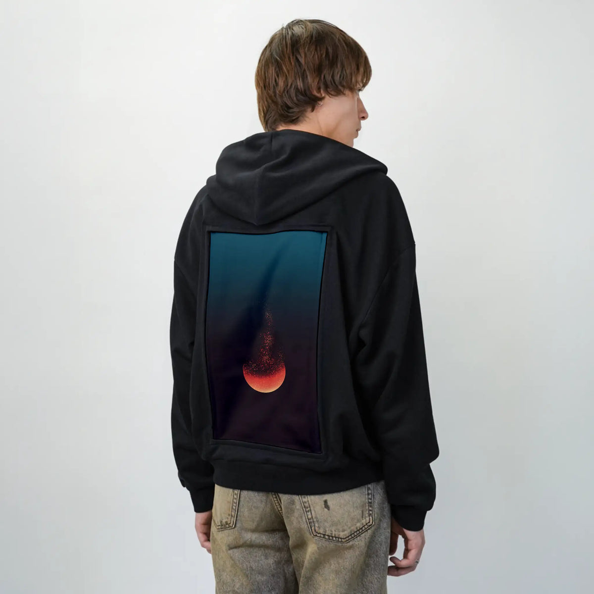 lunareclipse patch on male essential zip hoodie in after hours