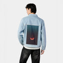 lunareclipse patch on male og denim jacket in oceanside