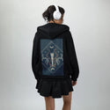 lunarvision patch on female essential zip hoodie in after hours