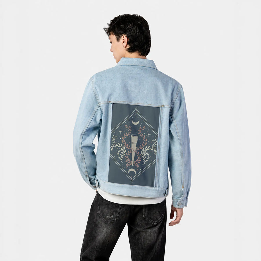 lunarvision patch on male og denim jacket in oceanside