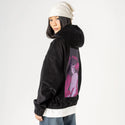lust patch on female retro cord hoodie in onyx