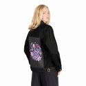magespell patch on female og denim jacket in raven