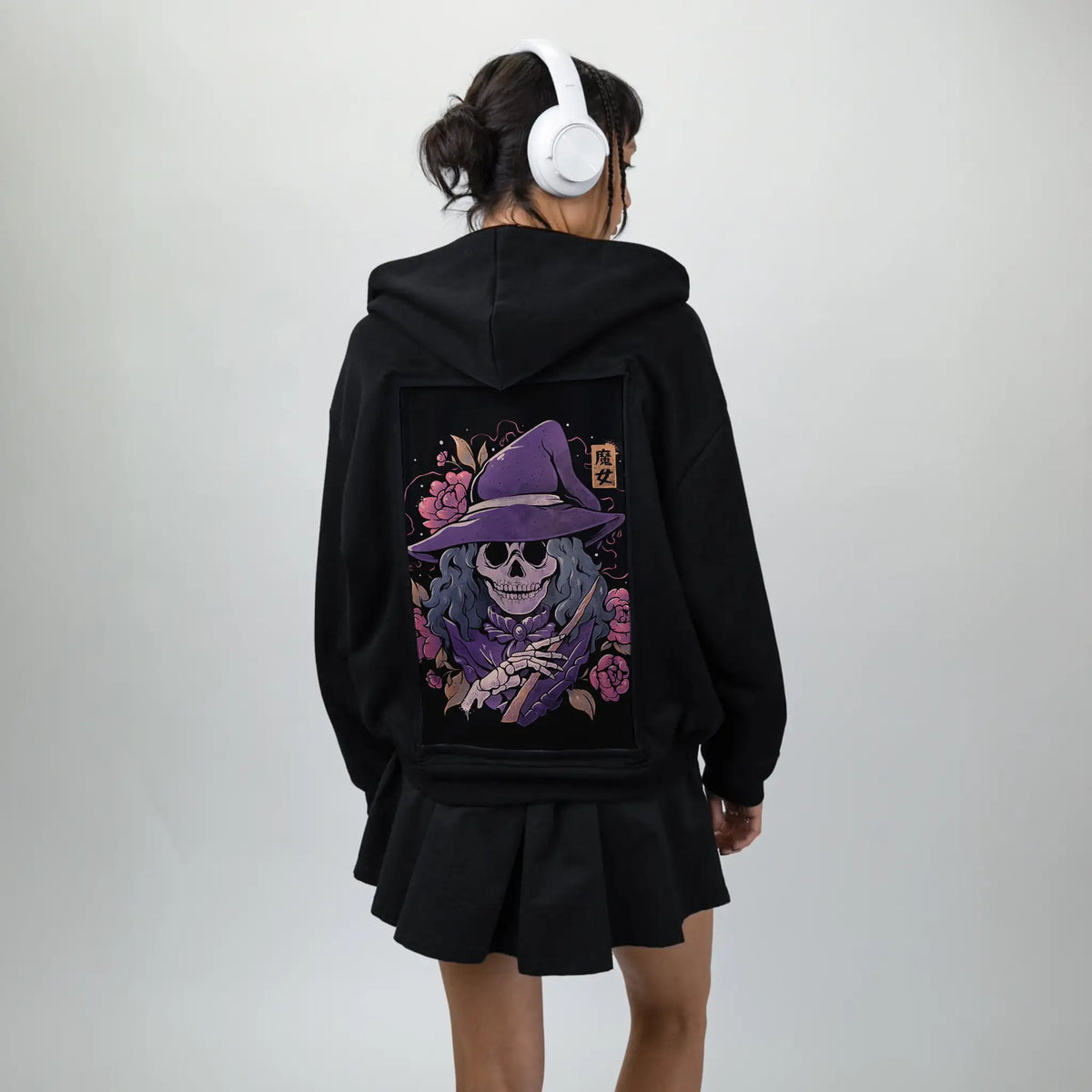 magicdeath patch on female essential zip hoodie in after hours