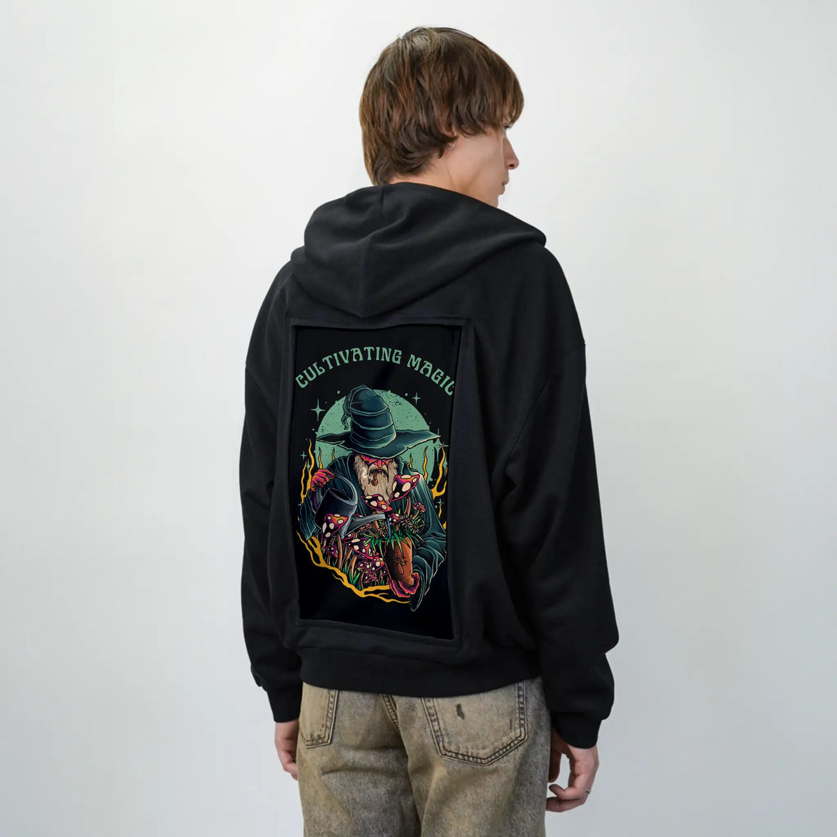 magicgarden patch on male essential zip hoodie in after hours