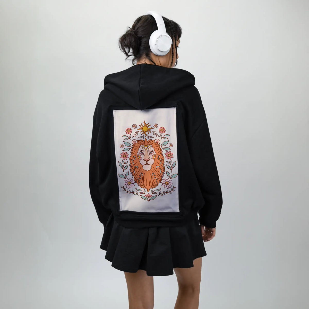 majesticlion patch on female essential zip hoodie in after hours