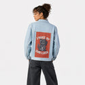 makemyownluck patch on female og denim jacket in oceanside