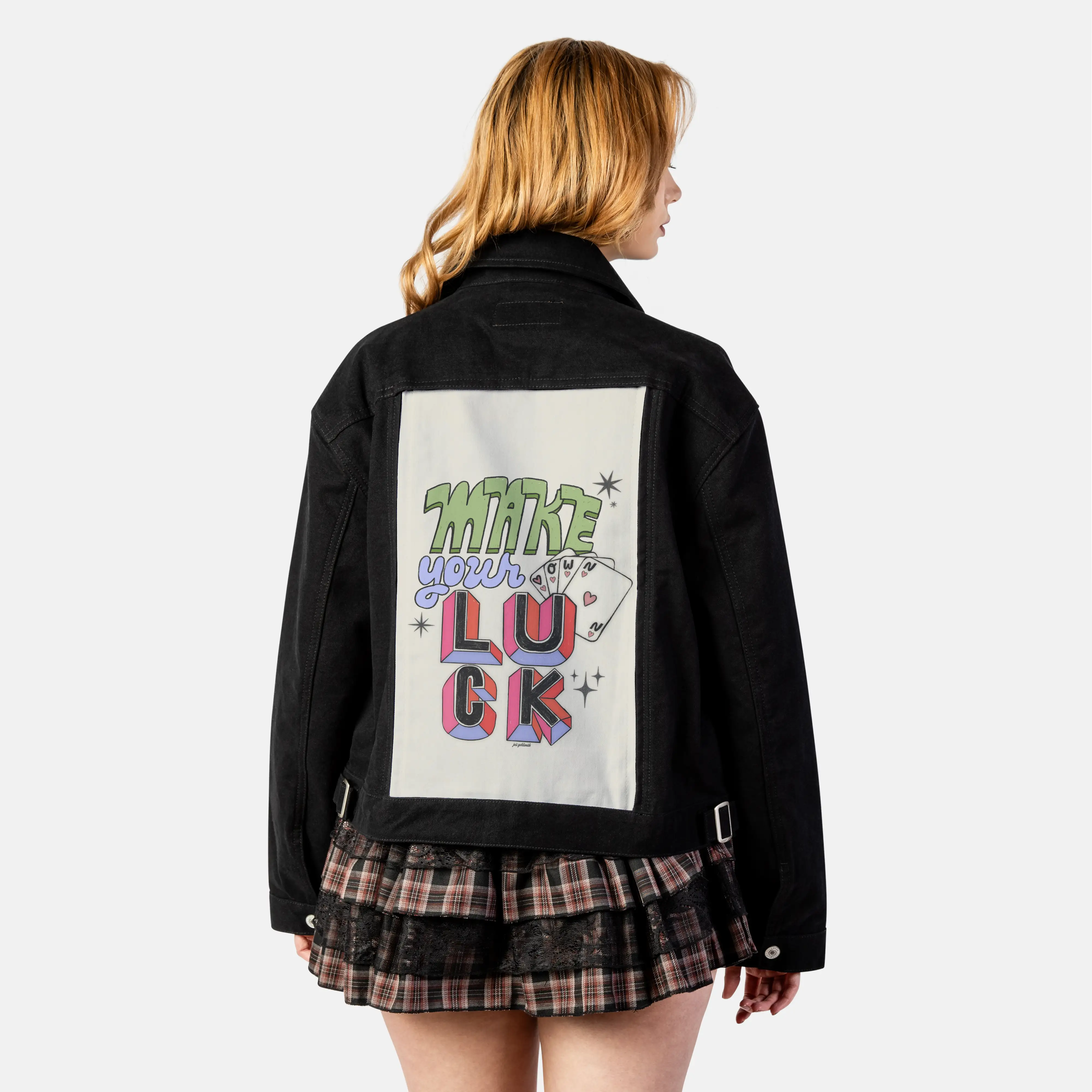 makeyourownluck patch on female atelier canvas jacket in nightfall