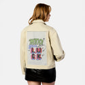 makeyourownluck patch on female atelier canvas jacket in tan
