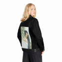 mambumuse patch on female og denim jacket in raven