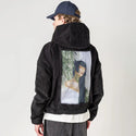 mambumuse patch on male retro cord hoodie in onyx