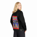 manwhosold patch on female og denim jacket in raven