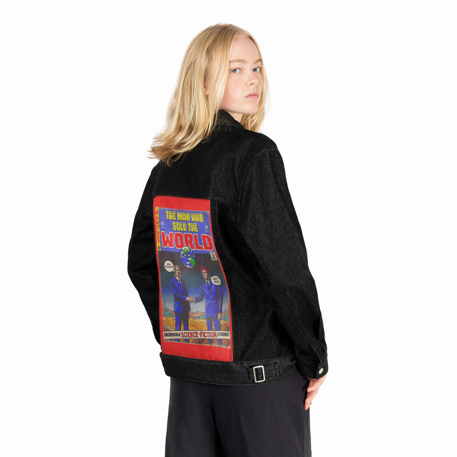 manwhosold patch on female og denim jacket in raven