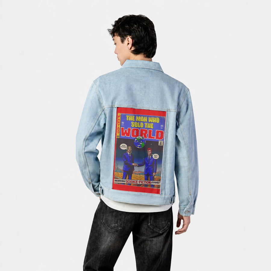 manwhosold patch on male og denim jacket in oceanside