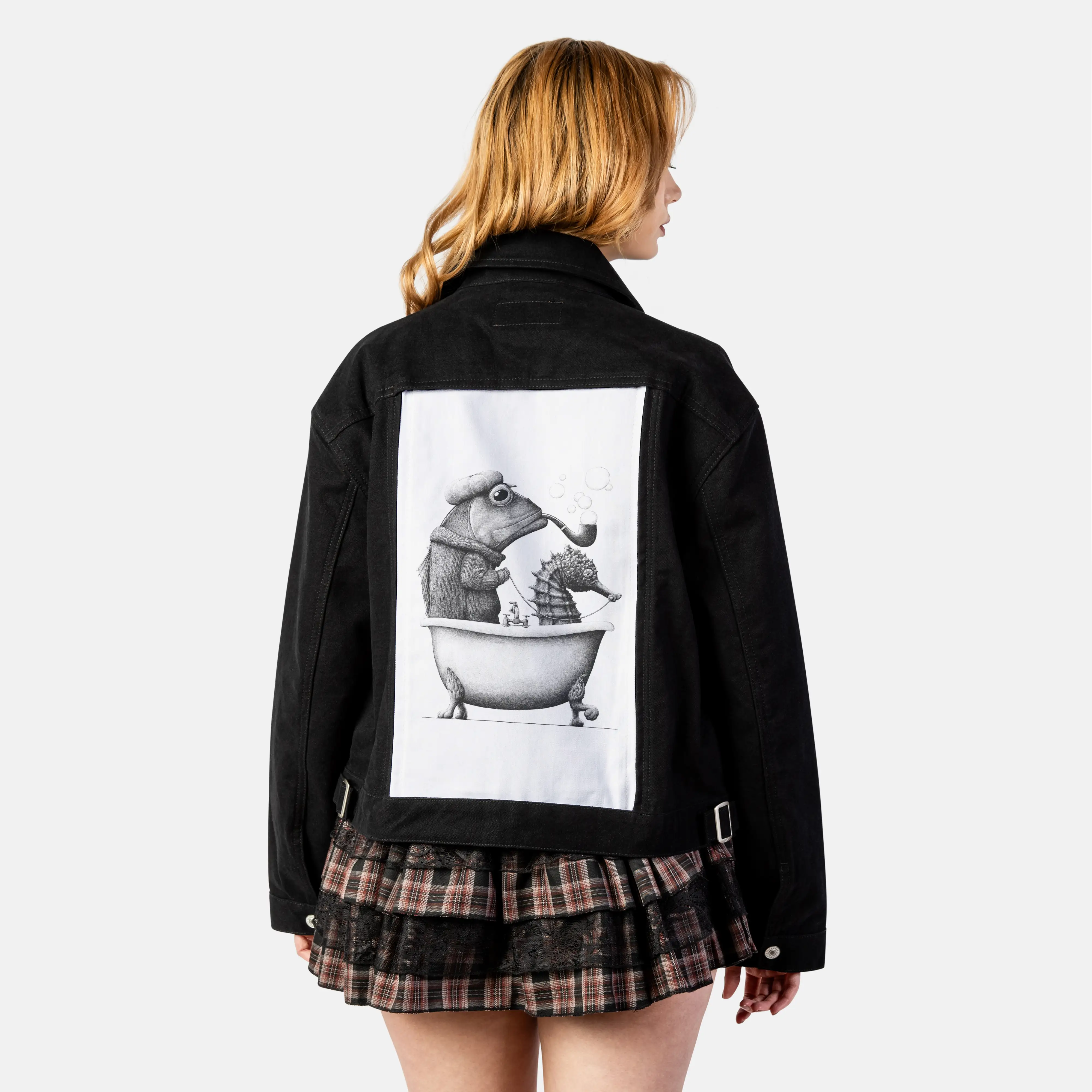 marinebath patch on female atelier canvas jacket in nightfall