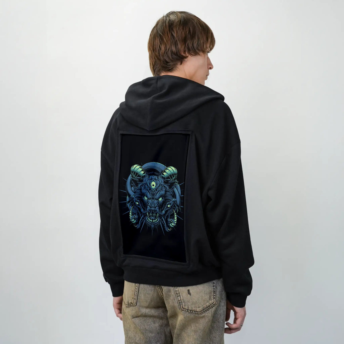 marinehellhounds patch on male essential zip hoodie in after hours