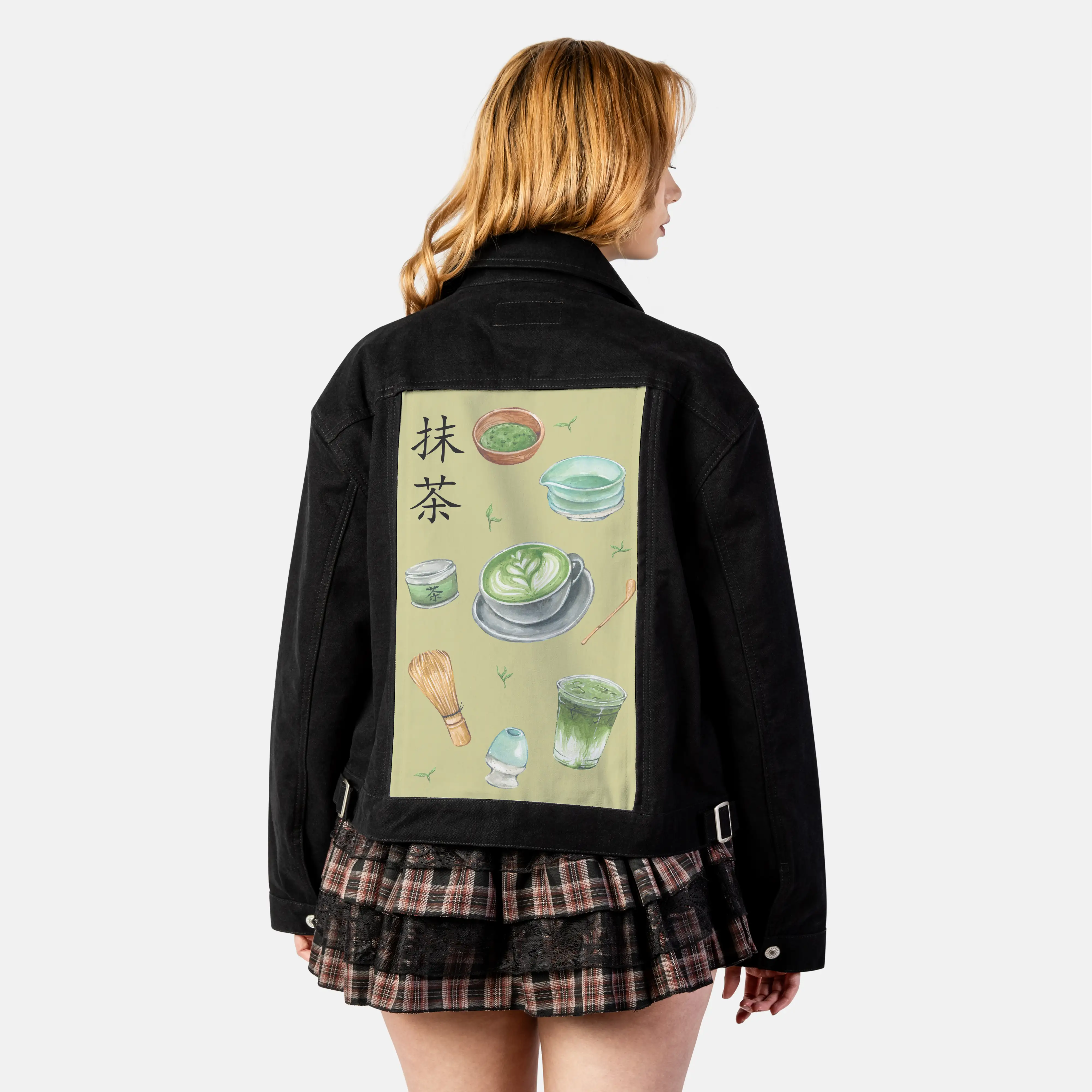 matcha patch on female atelier canvas jacket in nightfall