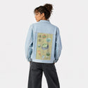 matcha patch on female og denim jacket in oceanside