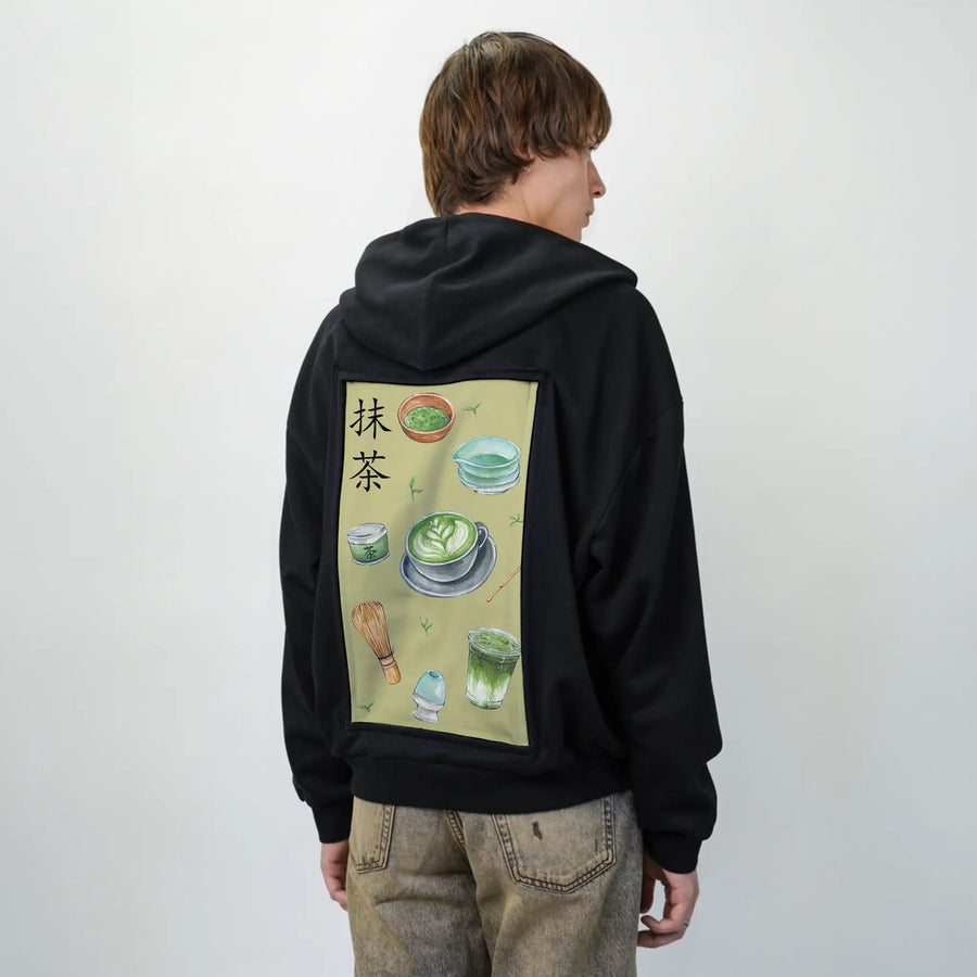 matcha patch on male essential zip hoodie in after hours