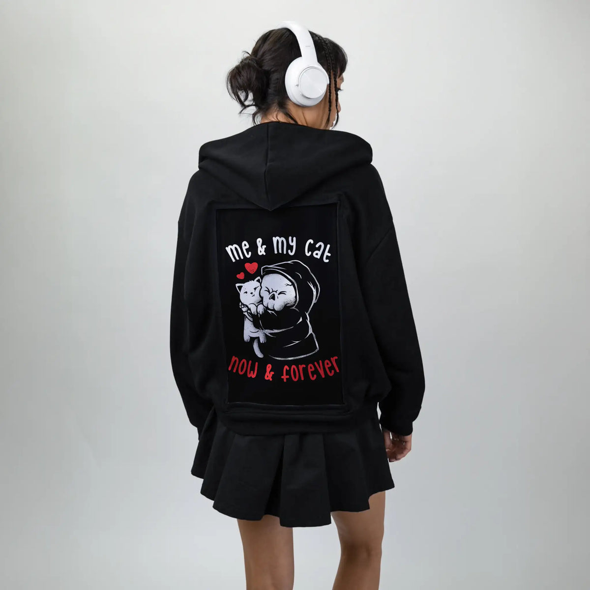 meandmycat patch on female essential zip hoodie in after hours
