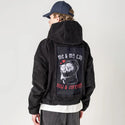 meandmycat patch on male retro cord hoodie in onyx