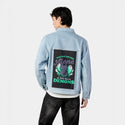 meandmydemons patch on male og denim jacket in oceanside