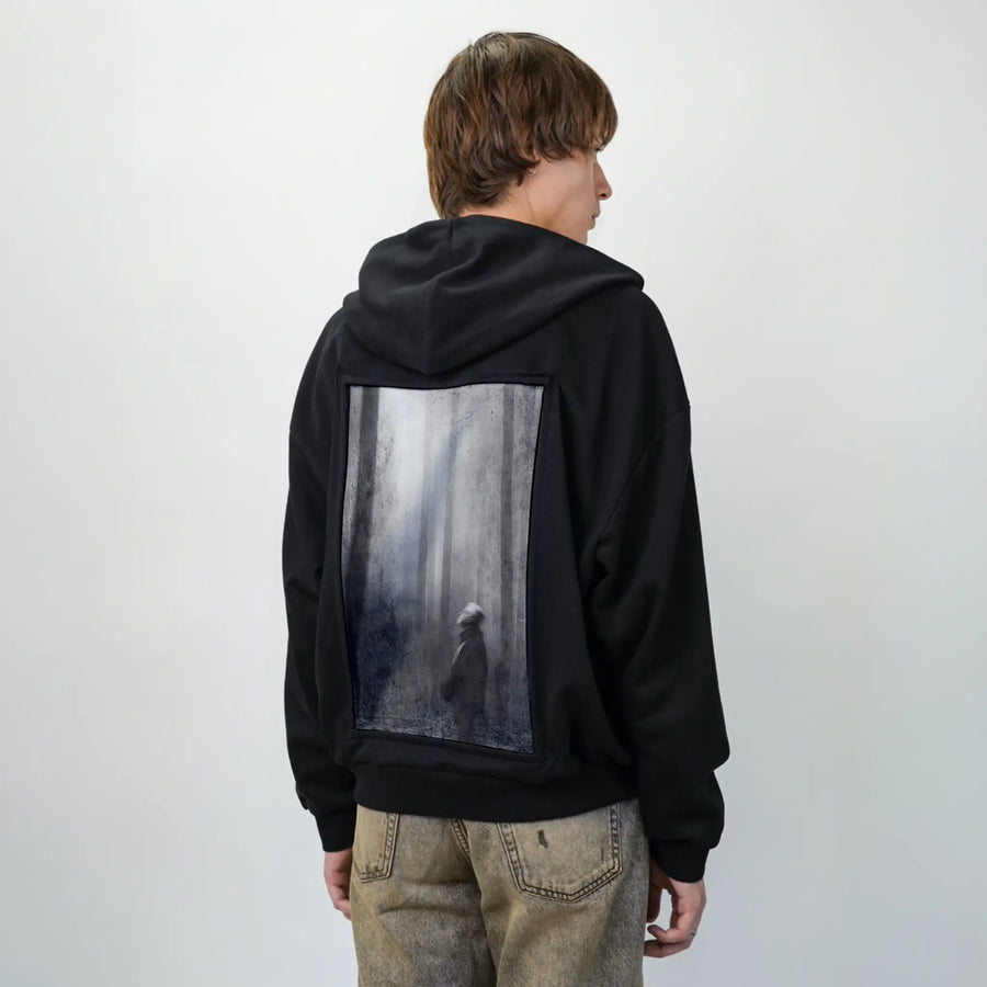 meditations patch on male essential zip hoodie in after hours