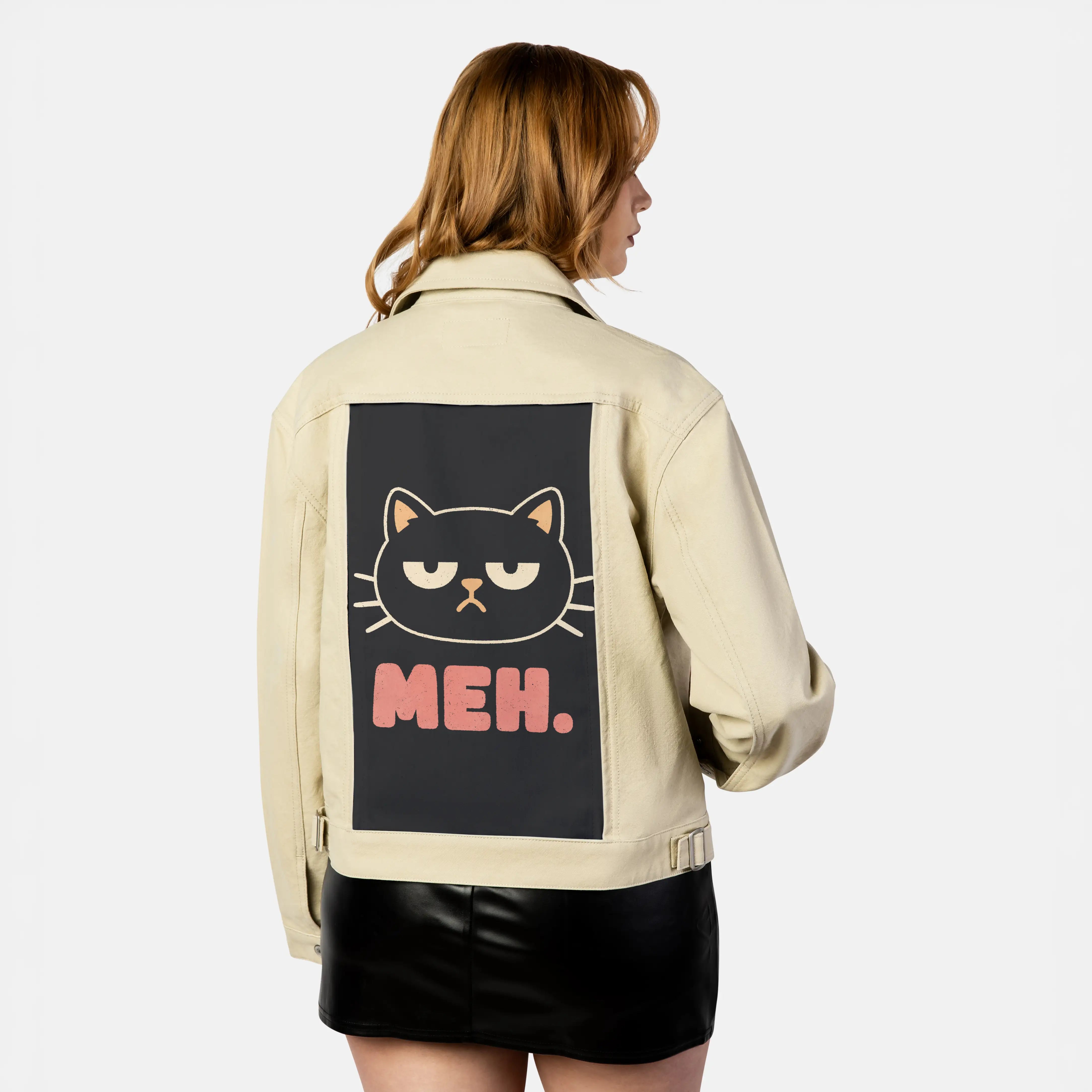 mehcat patch on female atelier canvas jacket in tan