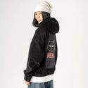 mehcat patch on female retro cord hoodie in onyx