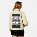 mementomoritrip patch on female atelier canvas jacket in tan