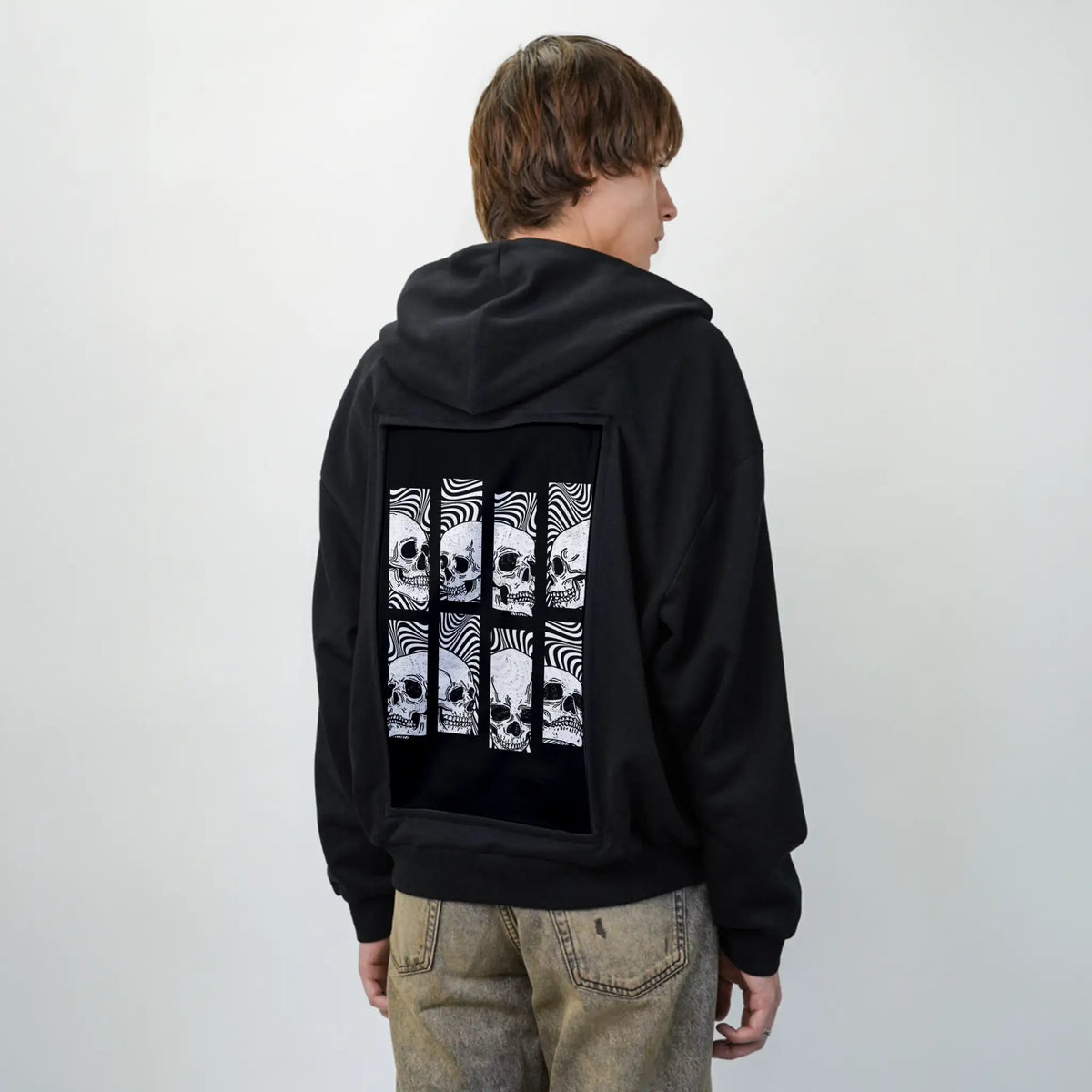 mementomoritrip patch on male essential zip hoodie in after hours