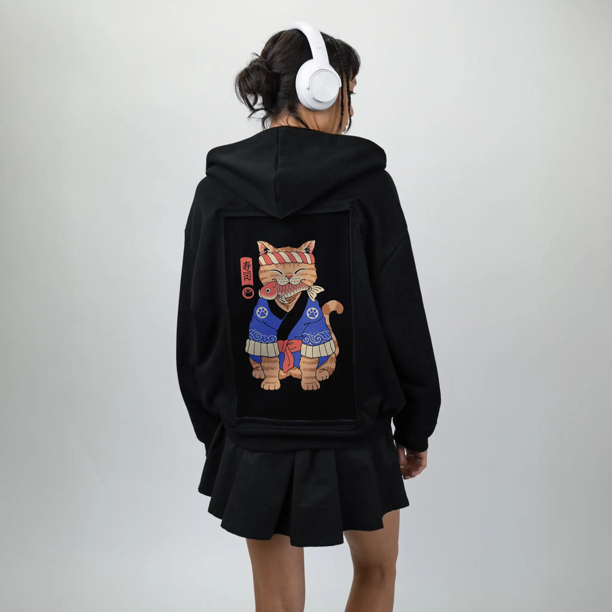 meowster patch on female essential zip hoodie in after hours