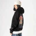 meowsterandcroaker patch on female retro cord hoodie in onyx