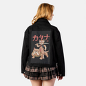 meowstercatanaonbulldog patch on female atelier canvas jacket in nightfall