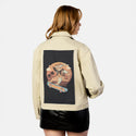 meowsterkoiskater patch on female atelier canvas jacket in tan