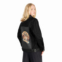 meowsterkoiskater patch on female og denim jacket in raven