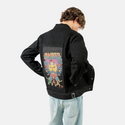 meowstersquadron patch on male og denim jacket in raven