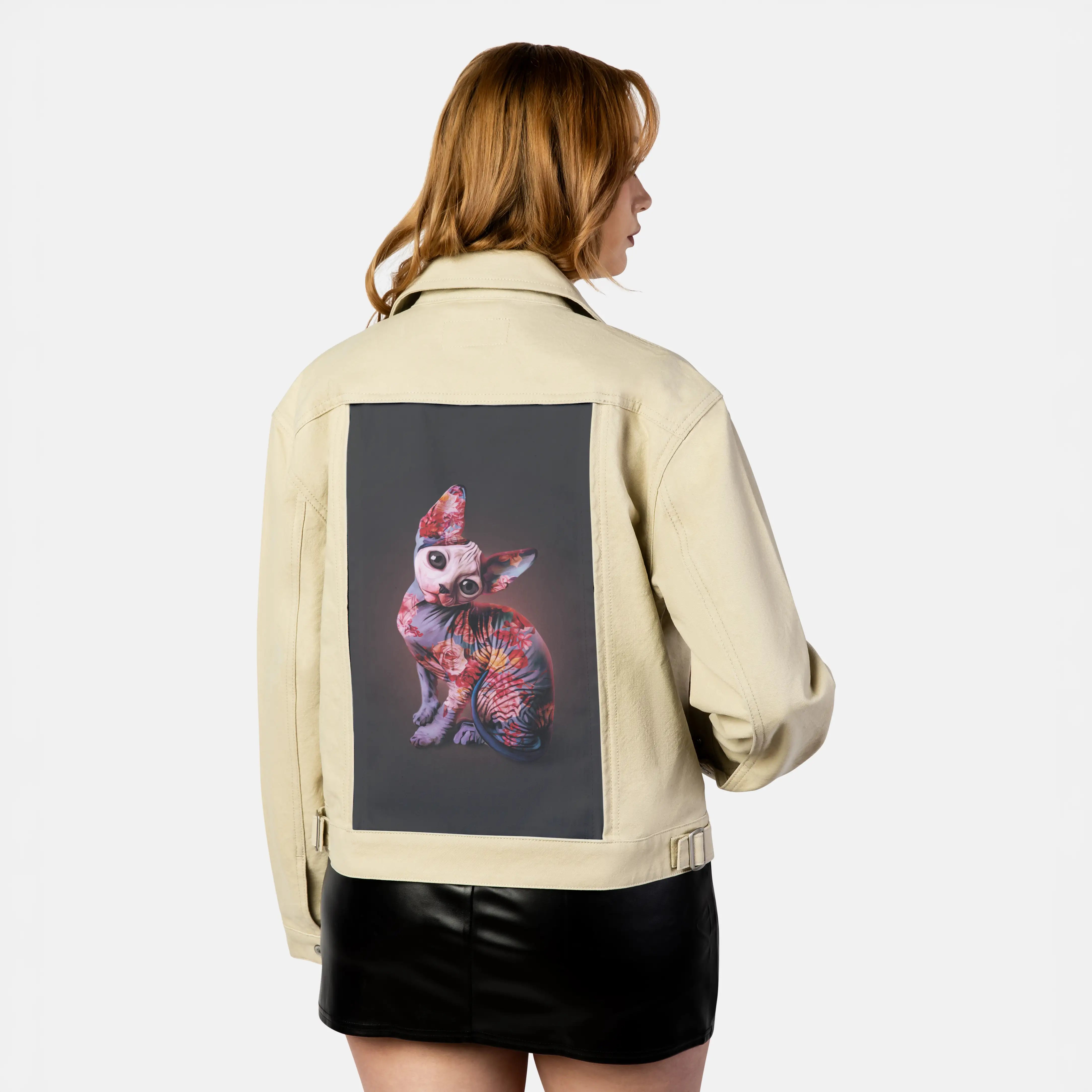 mephisto patch on female atelier canvas jacket in tan