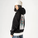 mercat patch on female retro cord hoodie in onyx