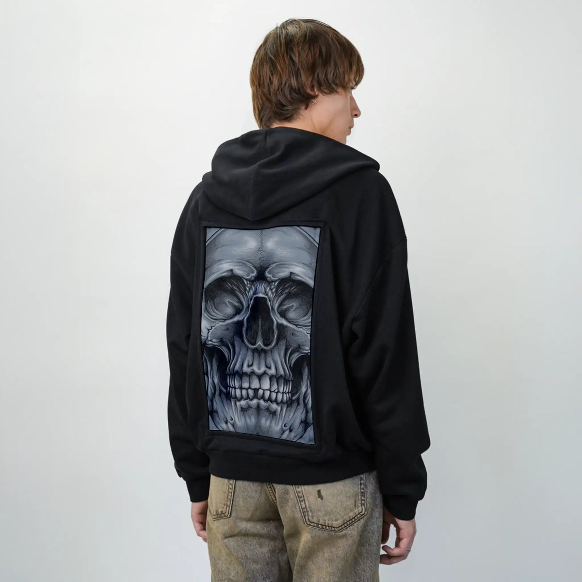 midnightsmile patch on male essential zip hoodie in after hours