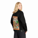 miseducation patch on female og denim jacket in raven