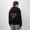 momcomepickmeup patch on male essential zip hoodie in after hours