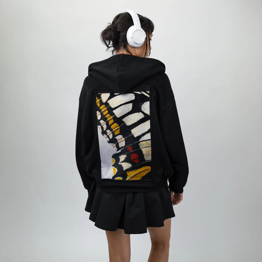 monarchfragment patch on female essential zip hoodie in after hours