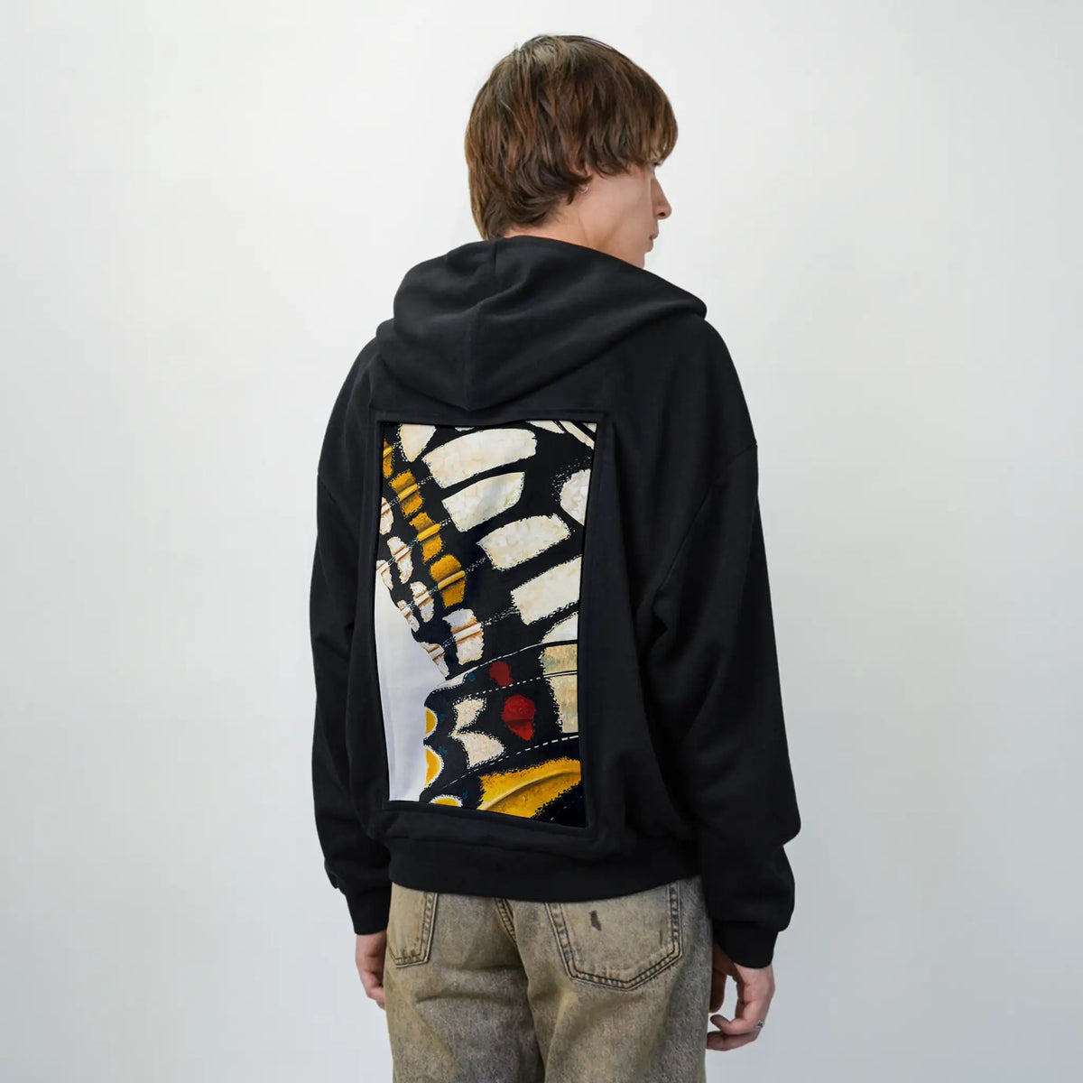 monarchfragment patch on male essential zip hoodie in after hours