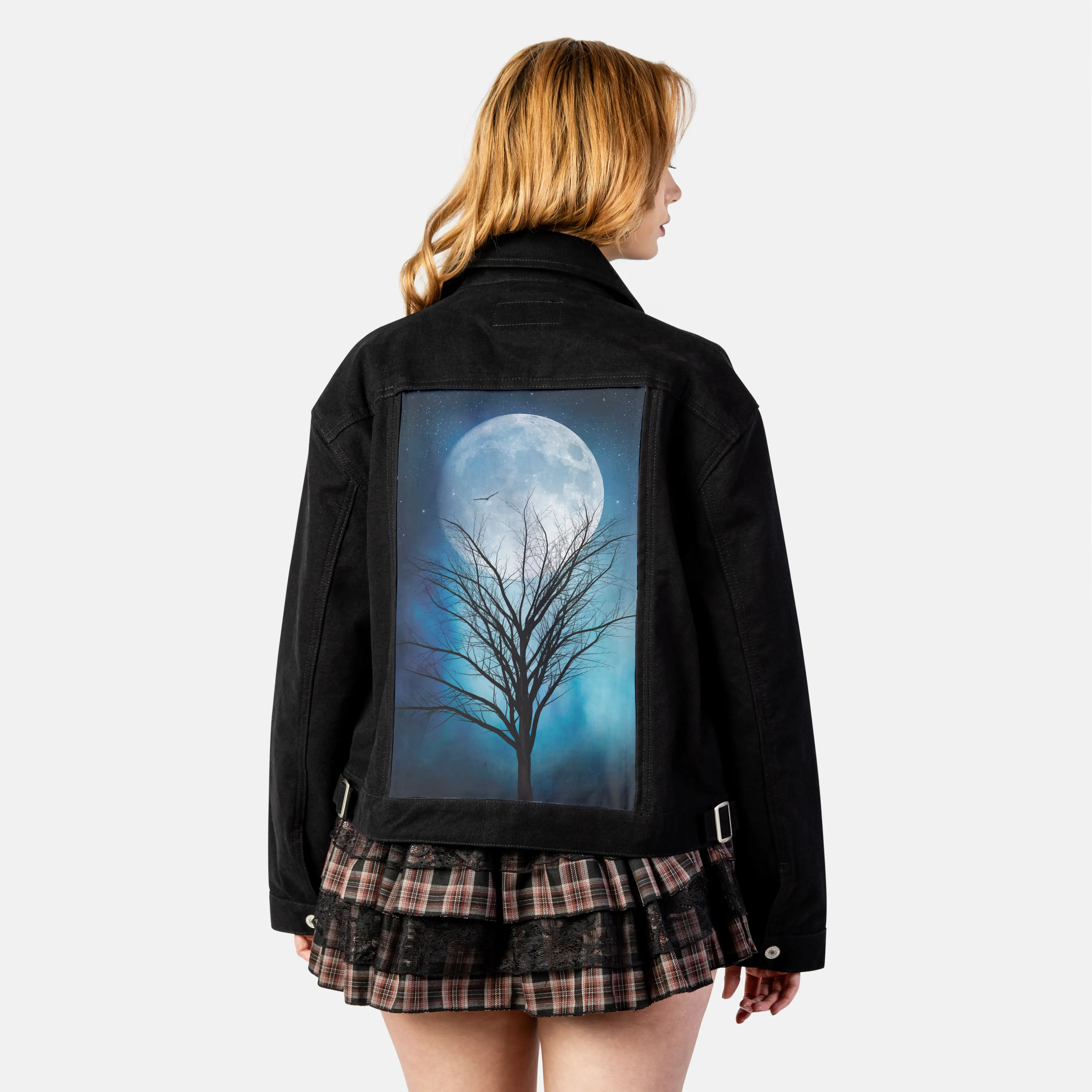 moonandtree patch on female atelier canvas jacket in nightfall