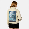 moonblues patch on female atelier canvas jacket in tan