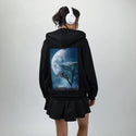 moonblues patch on female essential zip hoodie in after hours