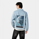 moonblues patch on male og denim jacket in oceanside